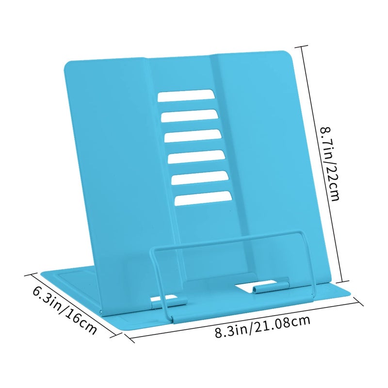 Honagu Metal Desk Book Holder  Hands Free Adjustable Cookbook & Document Holder  Portable Bookstand for Music Books  Textbooks  Recipes  Tablets & iPads (Sky Blue) - Image 3
